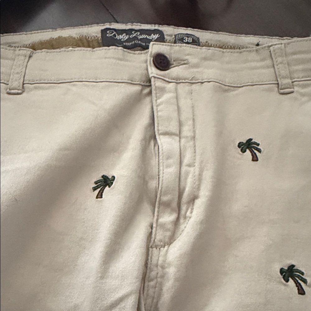 Palm Tree Embroidered Tan Men Shorts - Picture 4 of 5